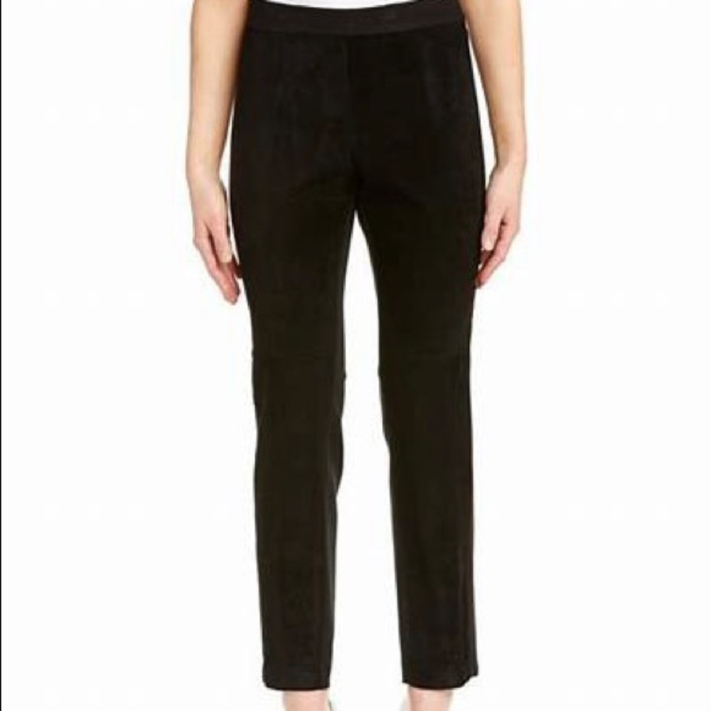 Ecru Genuine Suede Leather Black Pants